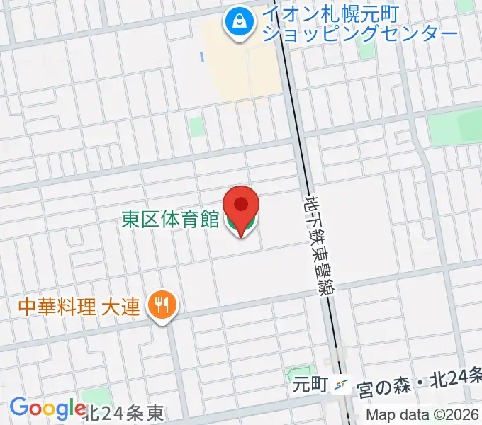 札幌市東区体育館の地図