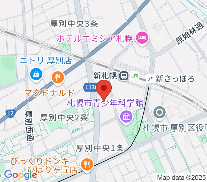 札幌市厚別区体育館の地図