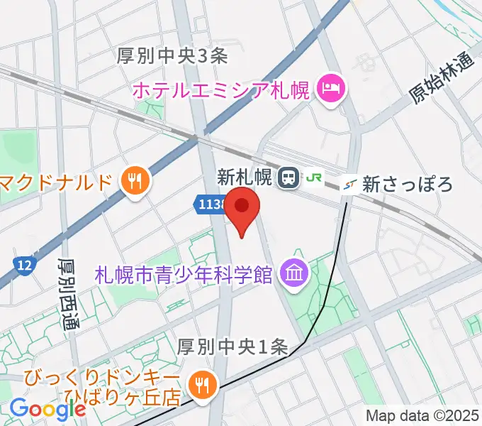 札幌市厚別区体育館の地図