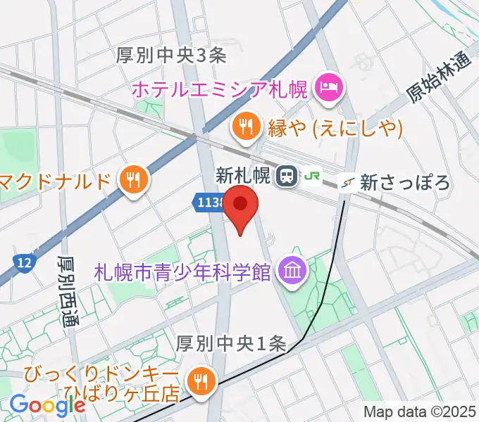 札幌市厚別区体育館の地図