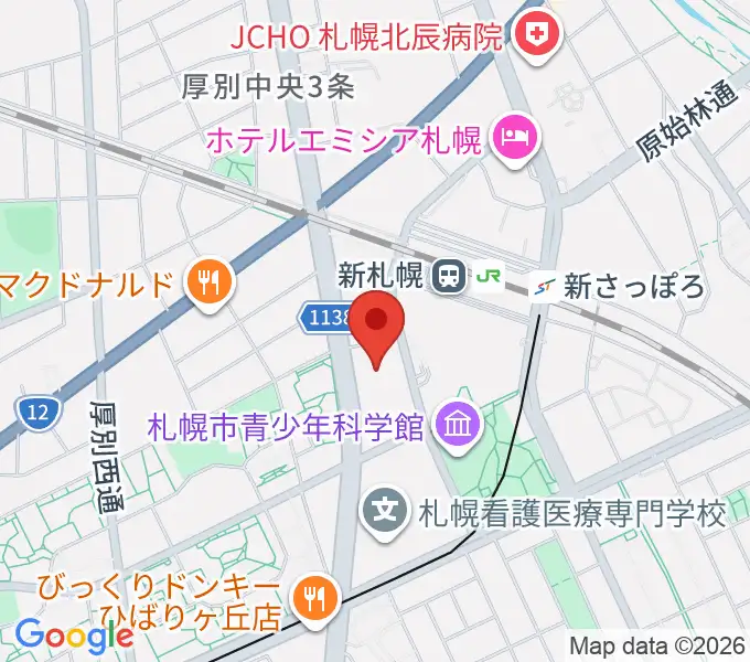 札幌市厚別区体育館の地図