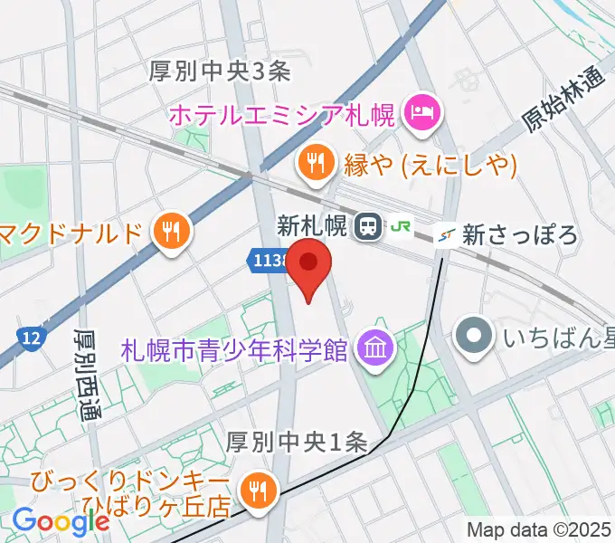 札幌市厚別区体育館の地図