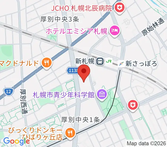 札幌市厚別区体育館の地図