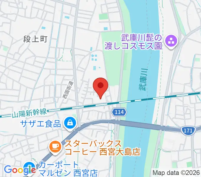 西宮市甲武体育館の地図