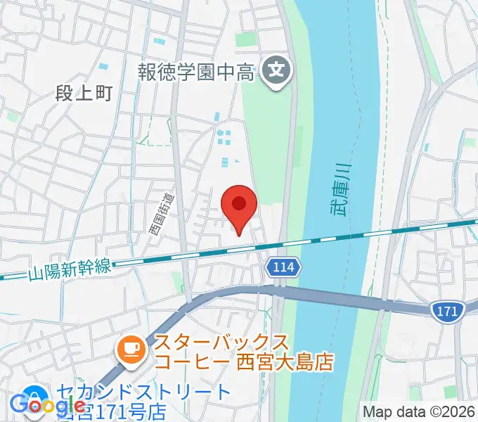 西宮市甲武体育館の地図