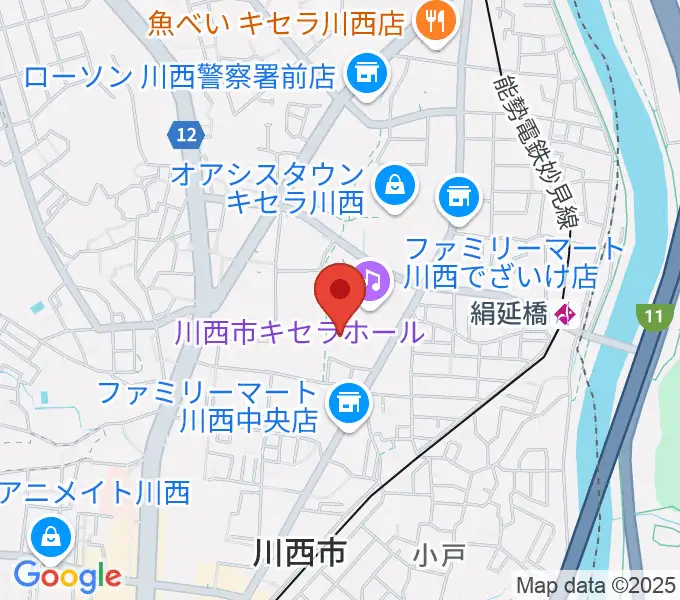 川西市総合体育館の地図