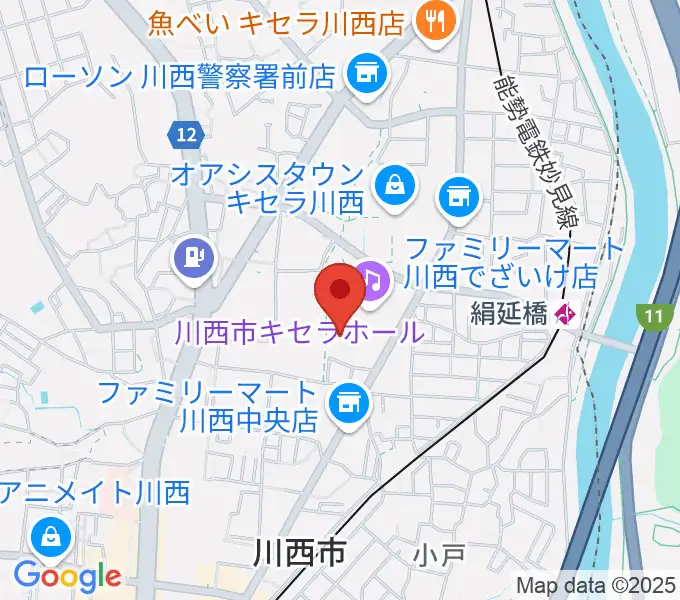川西市総合体育館の地図