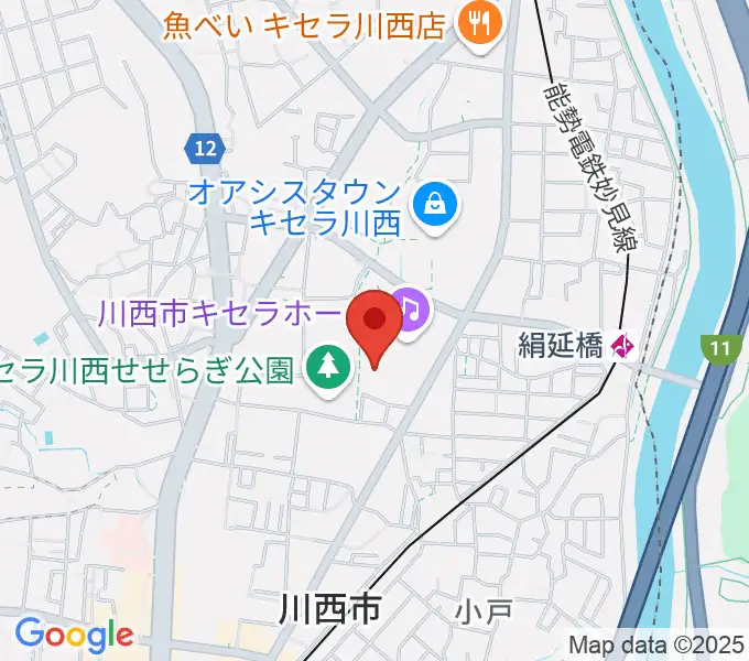 川西市総合体育館の地図