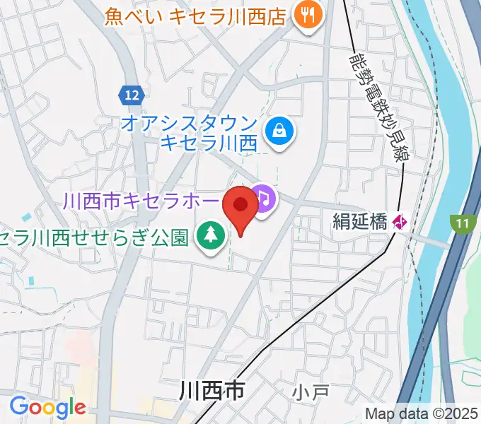 川西市総合体育館の地図