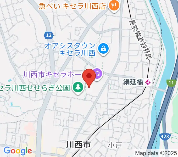 川西市総合体育館の地図