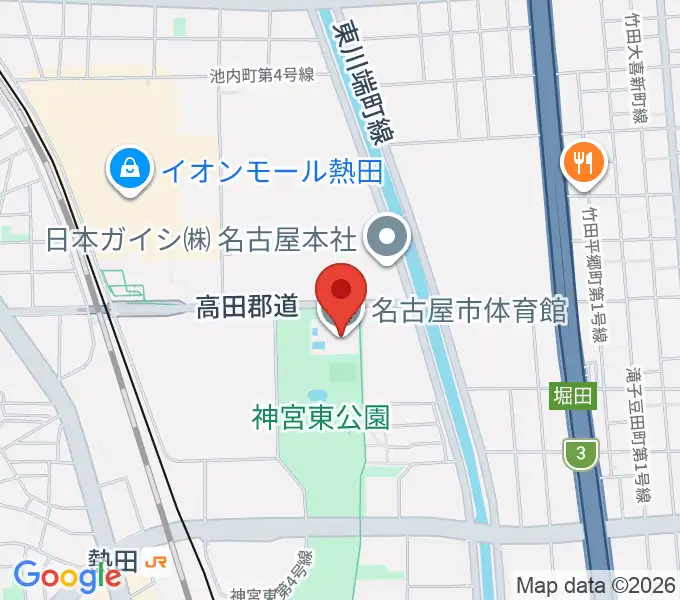 名古屋市体育館の地図
