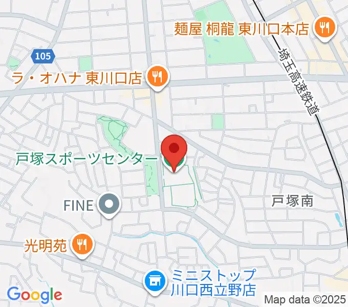 川口市立戸塚スポーツセンターの地図