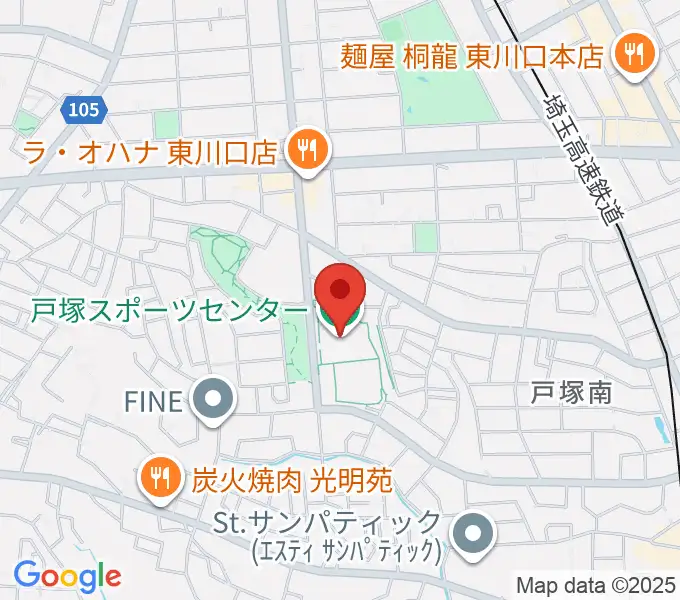 川口市立戸塚スポーツセンターの地図