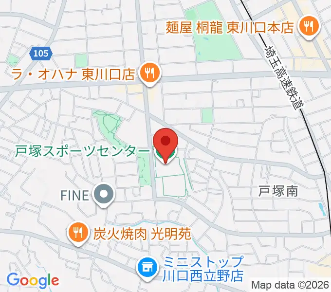 川口市立戸塚スポーツセンターの地図