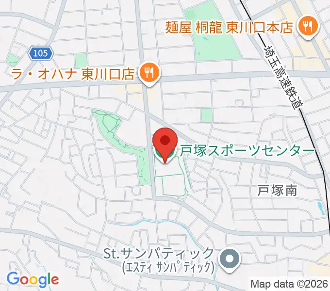 川口市立戸塚スポーツセンターの地図