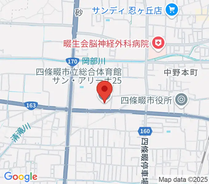四條畷市立市民総合体育館サン・アリーナ25の地図