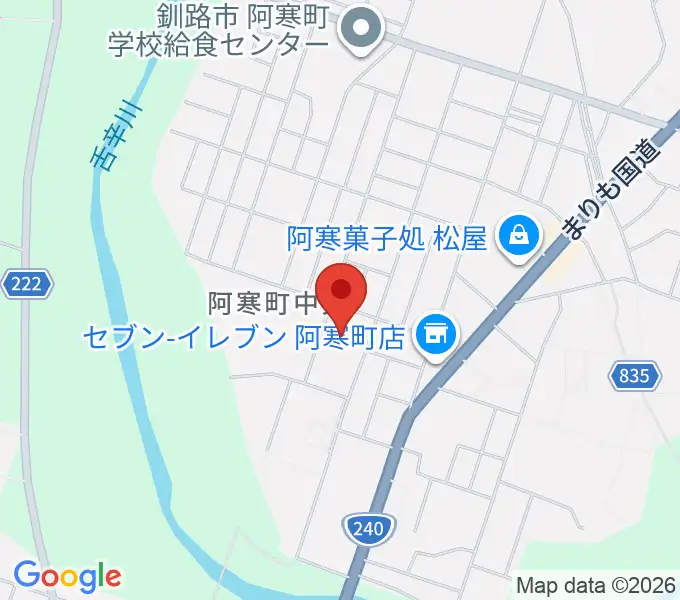 釧路市阿寒町スポーツセンターの地図