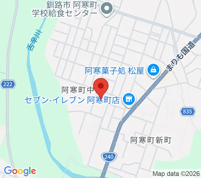 釧路市阿寒町スポーツセンターの地図