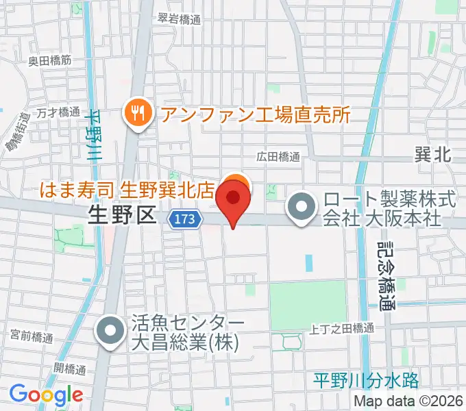 大阪市立生野スポーツセンターの地図
