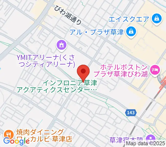 インフロニア草津アクアティクスセンターの地図