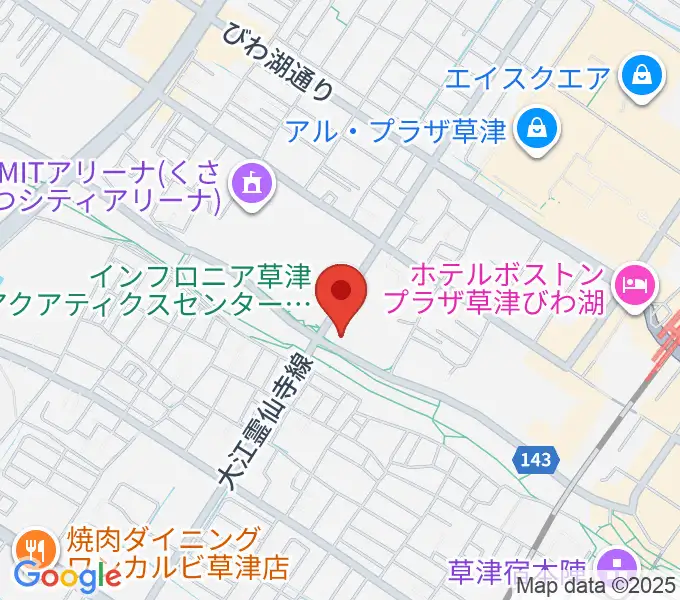 インフロニア草津アクアティクスセンターの地図