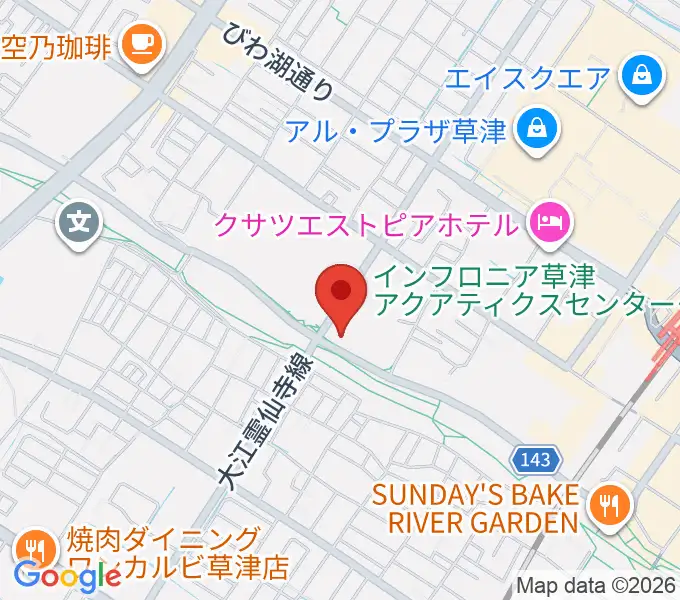 インフロニア草津アクアティクスセンターの地図