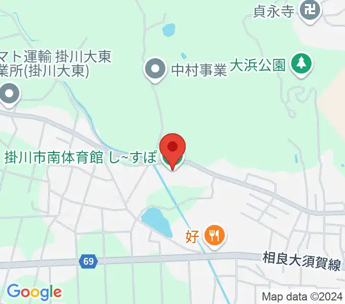 掛川市南体育館し～すぽの地図