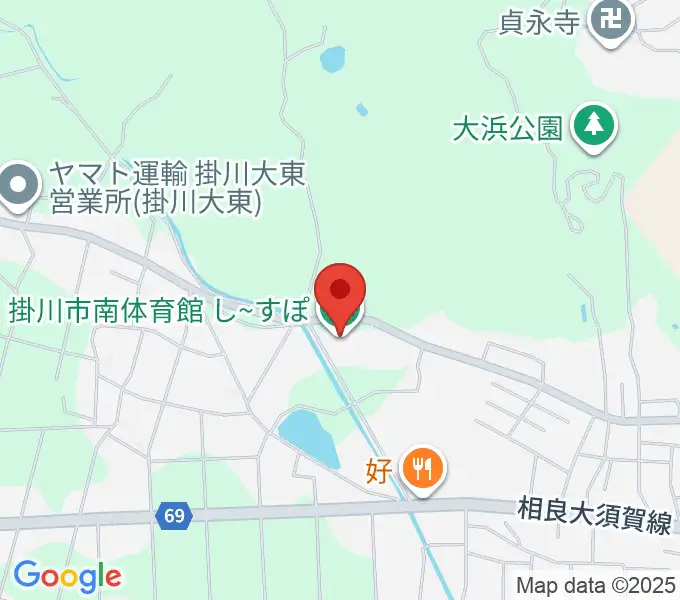 掛川市南体育館し～すぽの地図