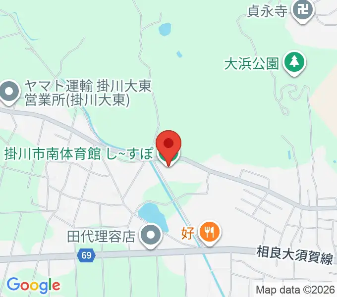 掛川市南体育館し～すぽの地図