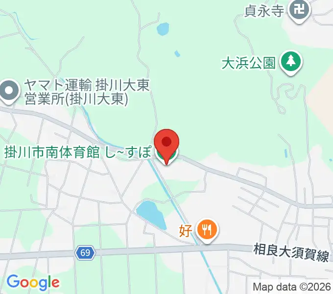 掛川市南体育館し～すぽの地図
