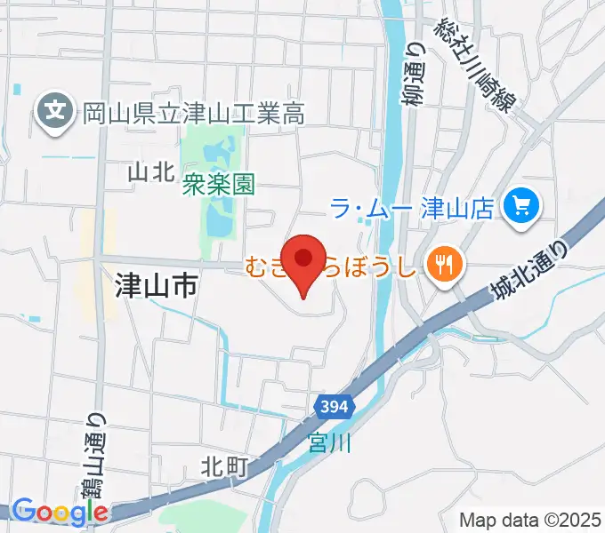 岡山県津山総合体育館の地図