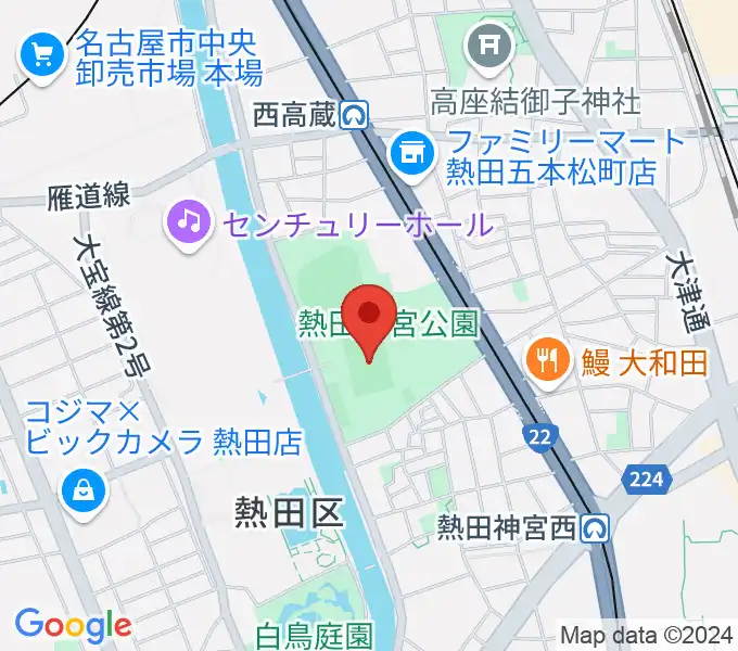 熱田球技場の地図