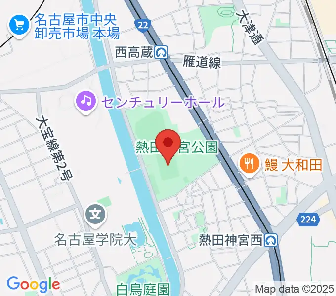 熱田球技場の地図