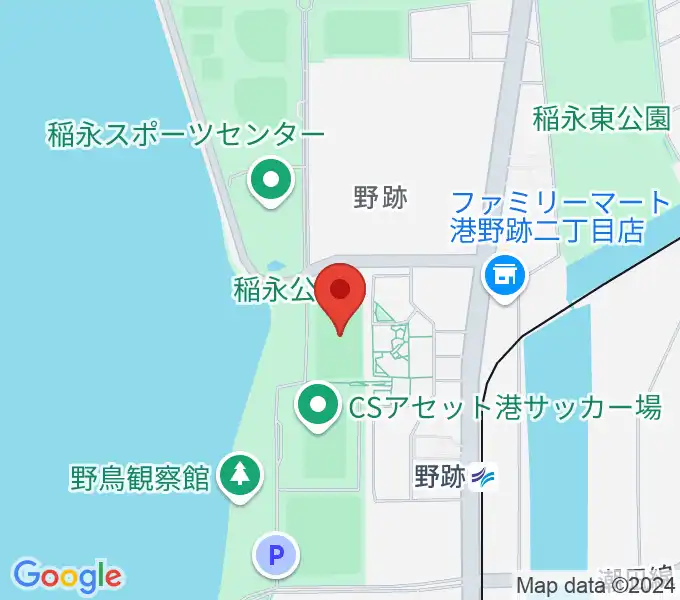 稲永公園球技場の地図