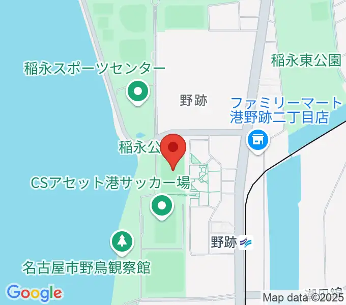 稲永公園球技場の地図