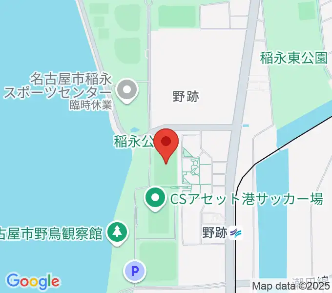 稲永公園球技場の地図