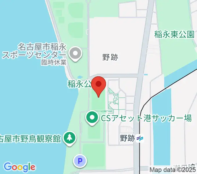 稲永公園球技場の地図