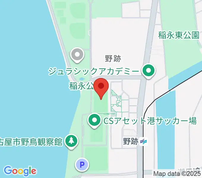 稲永公園球技場の地図