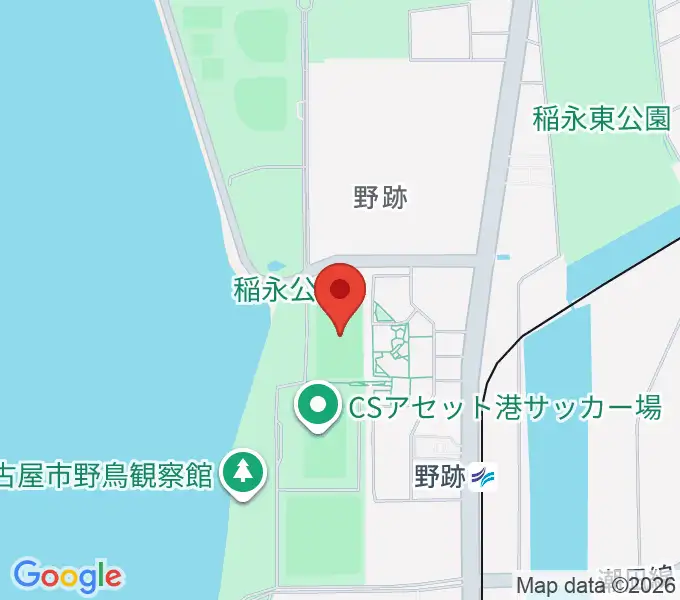 稲永公園球技場の地図