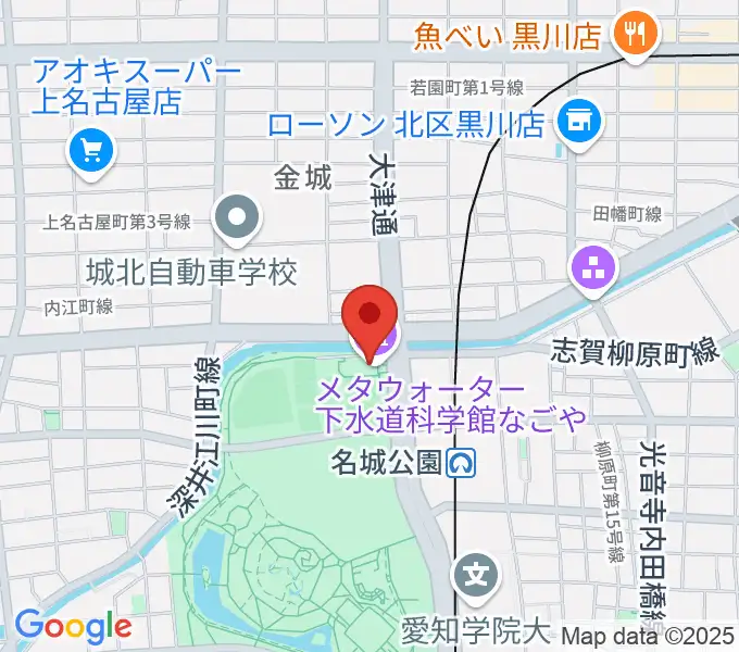 メタウォーター下水道科学館なごやの地図