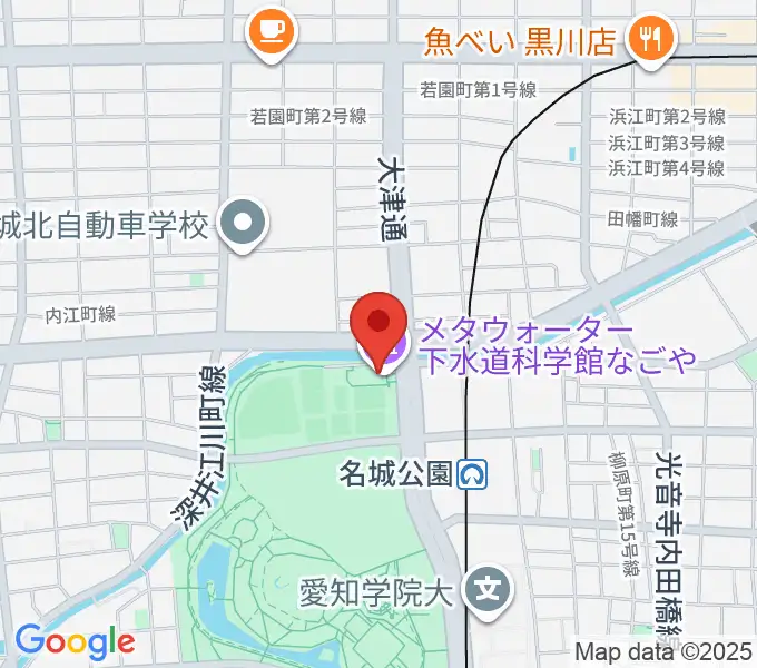 メタウォーター下水道科学館なごやの地図