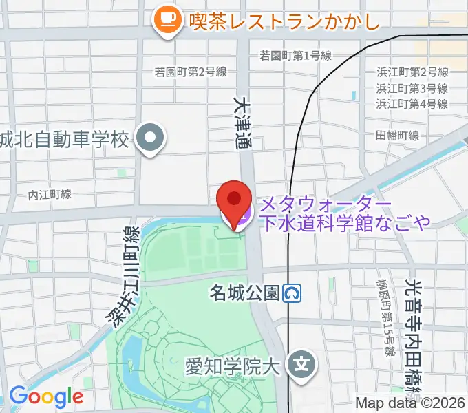 メタウォーター下水道科学館なごやの地図