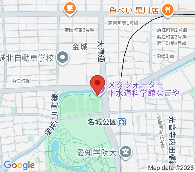 メタウォーター下水道科学館なごやの地図