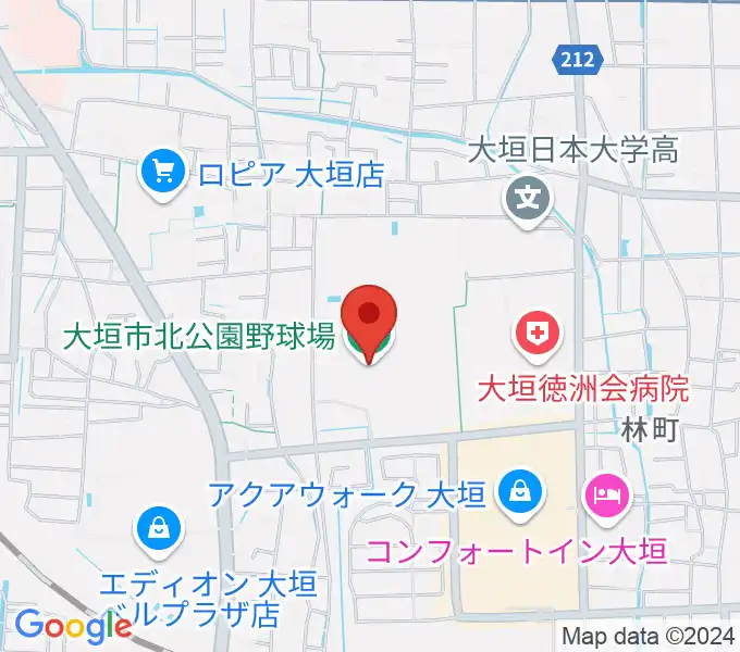 大垣市北公園野球場の地図