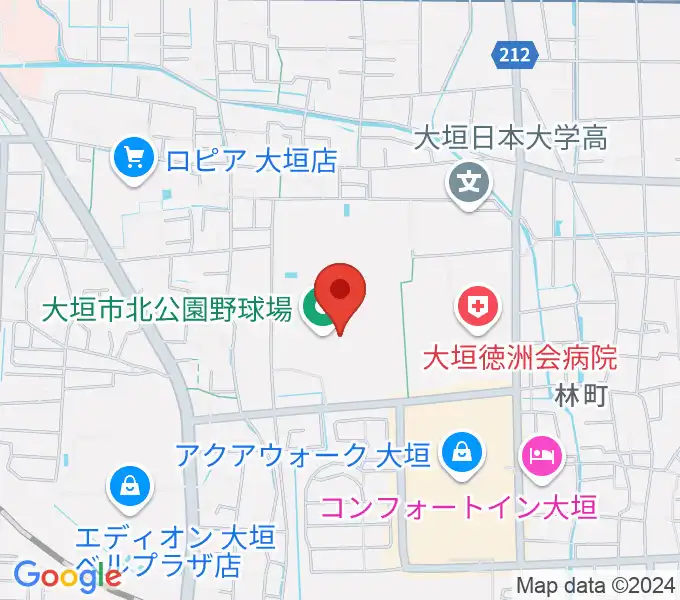 大垣市北公園陸上競技場の地図