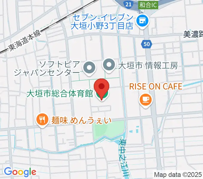 大垣市総合体育館の地図