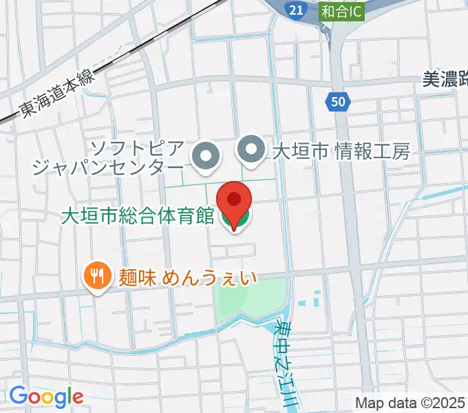 大垣市総合体育館の地図