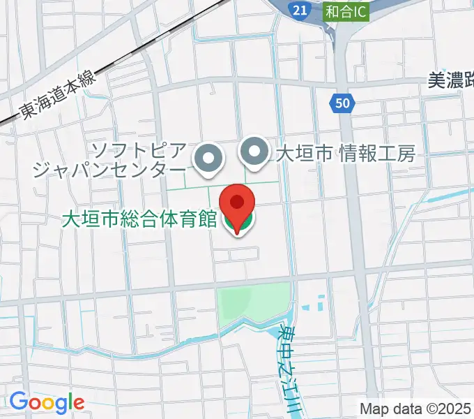 大垣市総合体育館の地図