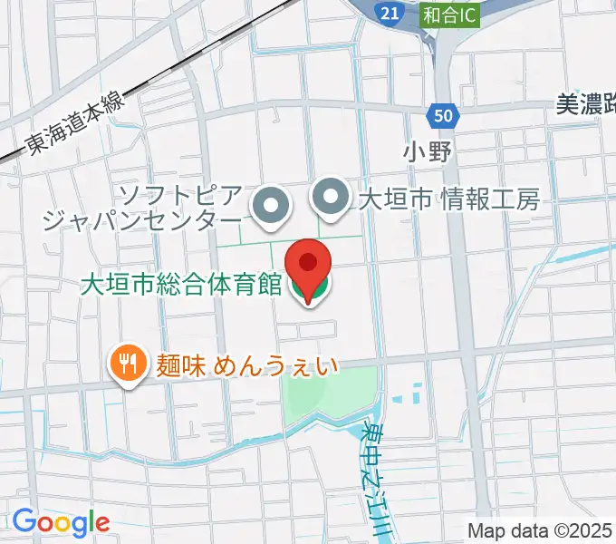 大垣市総合体育館の地図