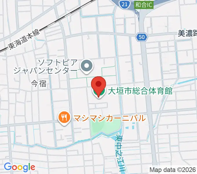 大垣市総合体育館の地図
